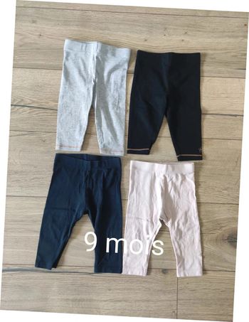 Lot 4 leggings fille 9 mois