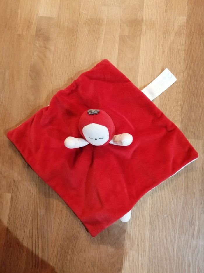 Doudou plat tomate rouge blanc étoiles OBAIBI