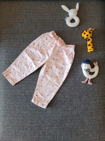 Pantalon fille paperbag rose 24 mois
