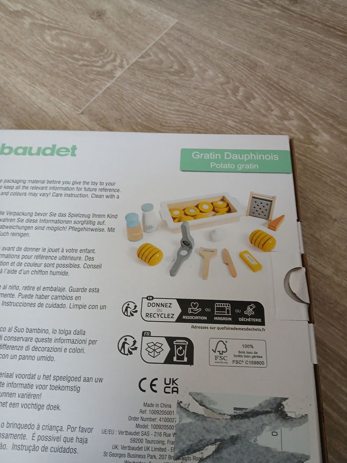 Jouet gratin dauphinois neuf en bois vertbaudet - photo numéro 2