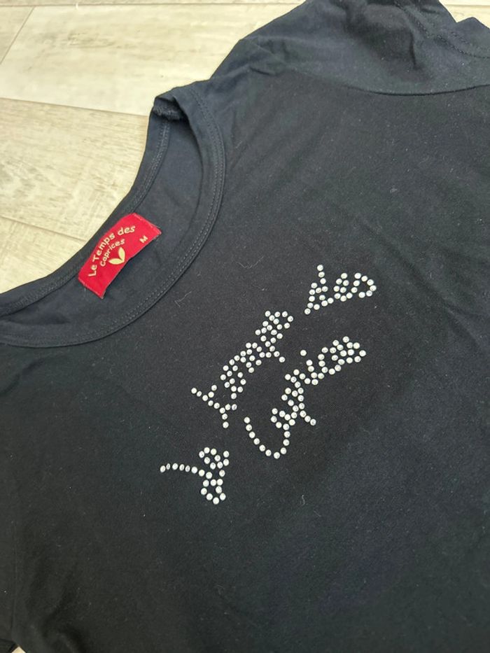 Tee shirt noir à strass - photo numéro 2