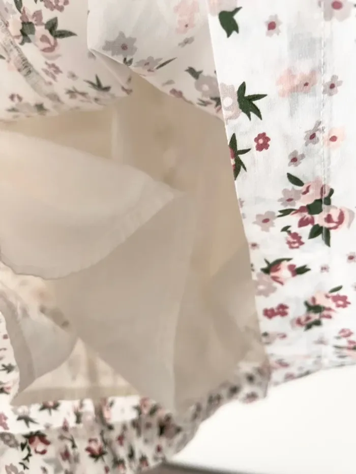 Très jolie robe blanche fleurie en coton forme nuisette taille 38 - photo numéro 6