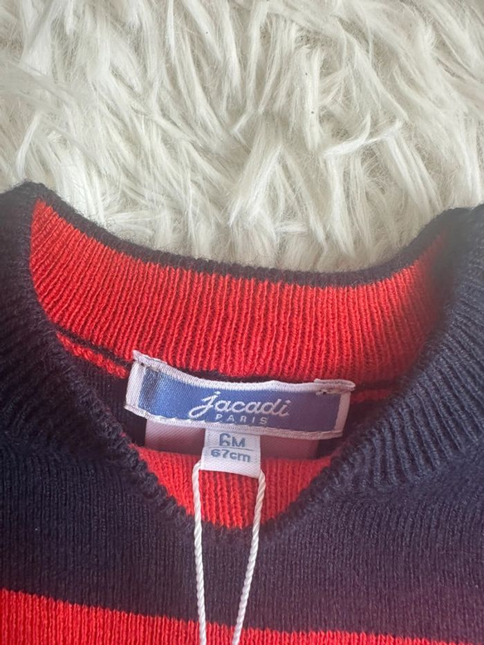 Pull Jacadi bleu et rouge taille 6 mois - photo numéro 3