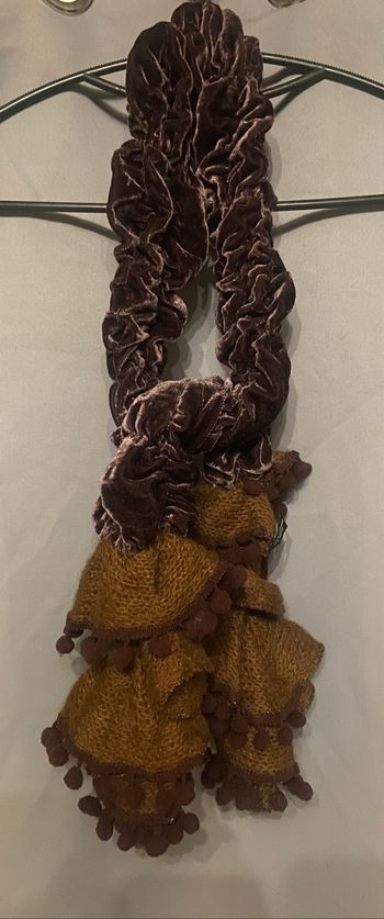 Écharpe velours et laine marron