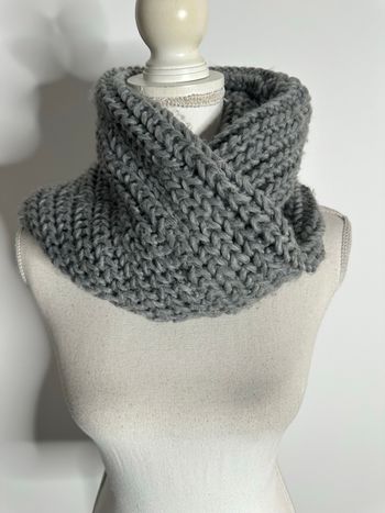 Snood Echarpe en maille gris 70x30cm