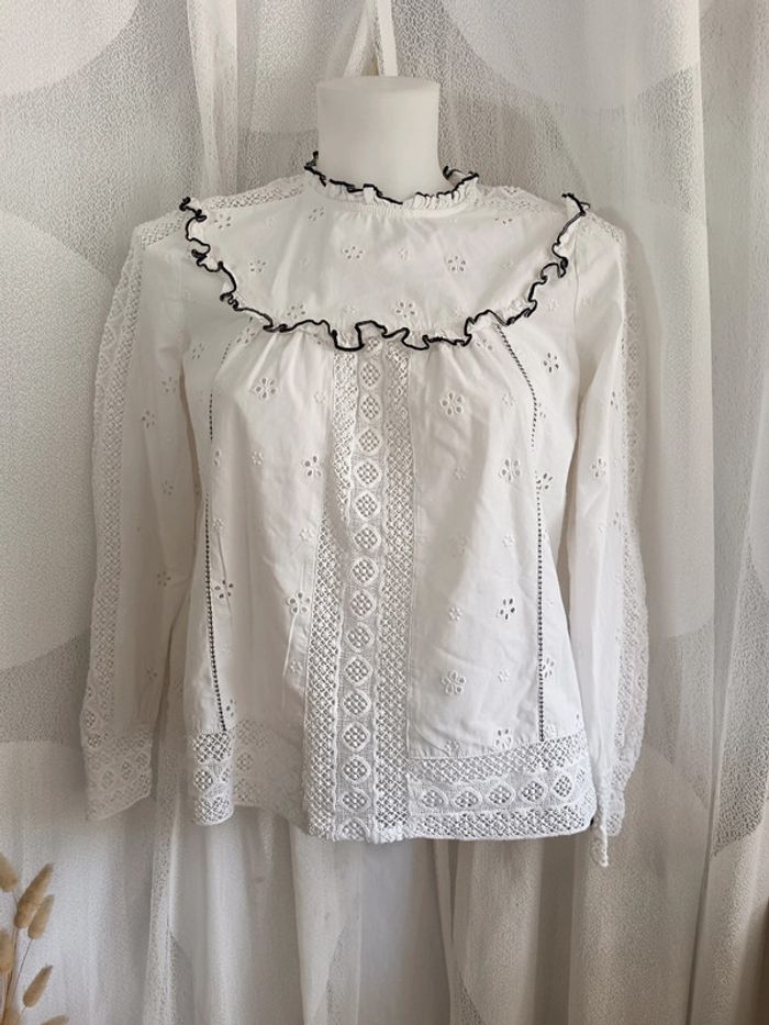 Sézane | Blouse coton broderie et dentelle | t 34