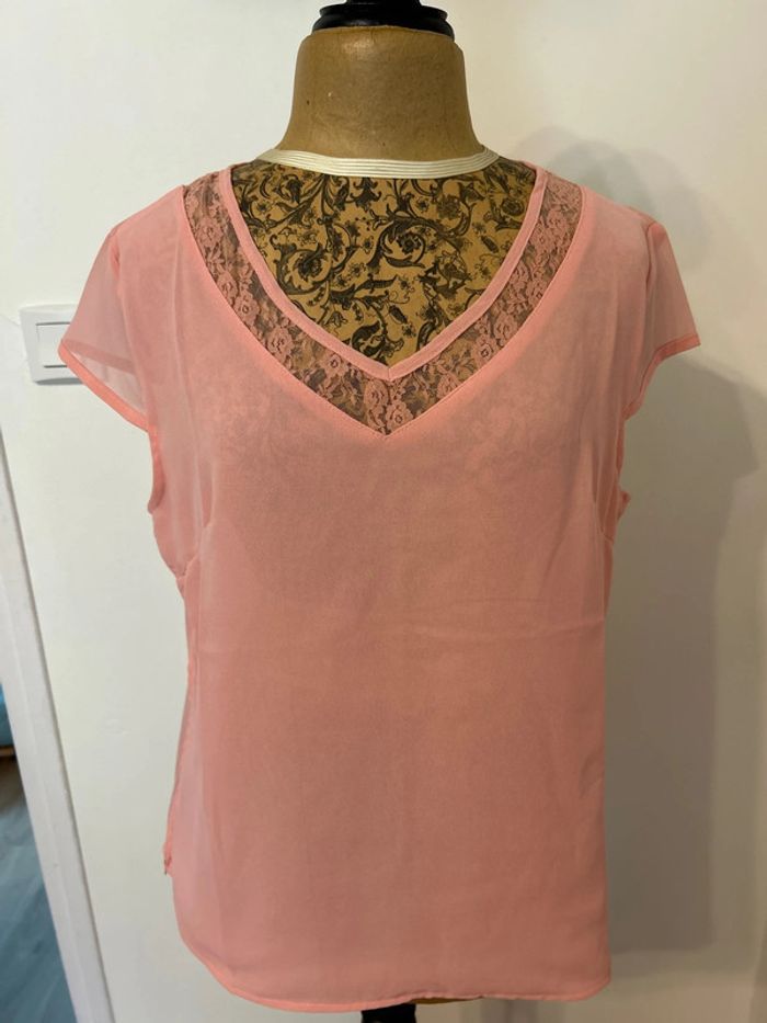 Blouse rose transparente Virginie et moi neuve