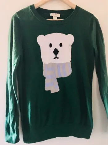 Pull de noël ours vert sapin
