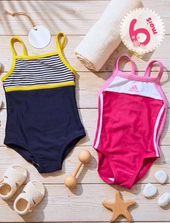 Lot de 2 maillots de bain bébé – 6 mois 🌸