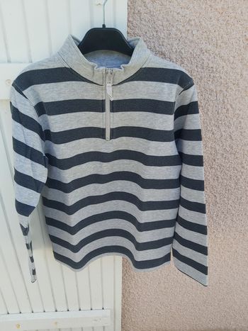 Sweat polaire rayée gris et noir 12 ans