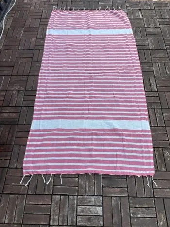 lot de 2 fouta serviette de plage rose 85 x 170 cm