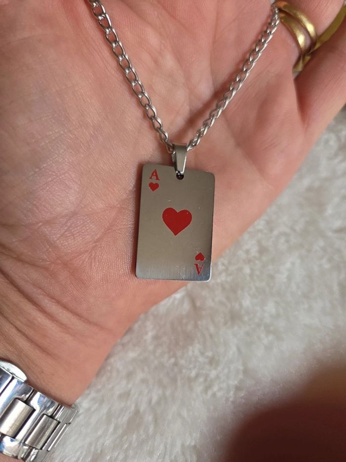 Chaine acier et as de coeur 💓 - photo numéro 2