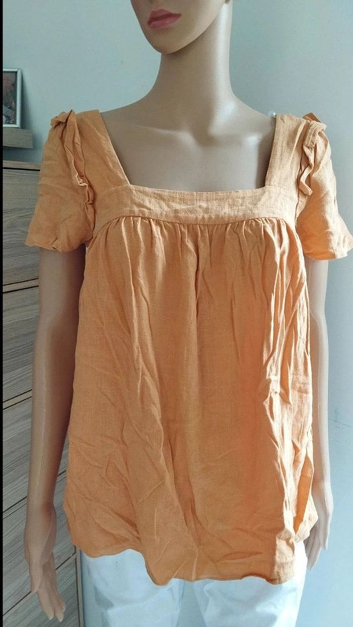 Top haut blouse orange femme taille s