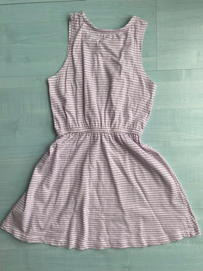 Robe à rayures violet et blanc h&m 7/8ans - photo numéro 4