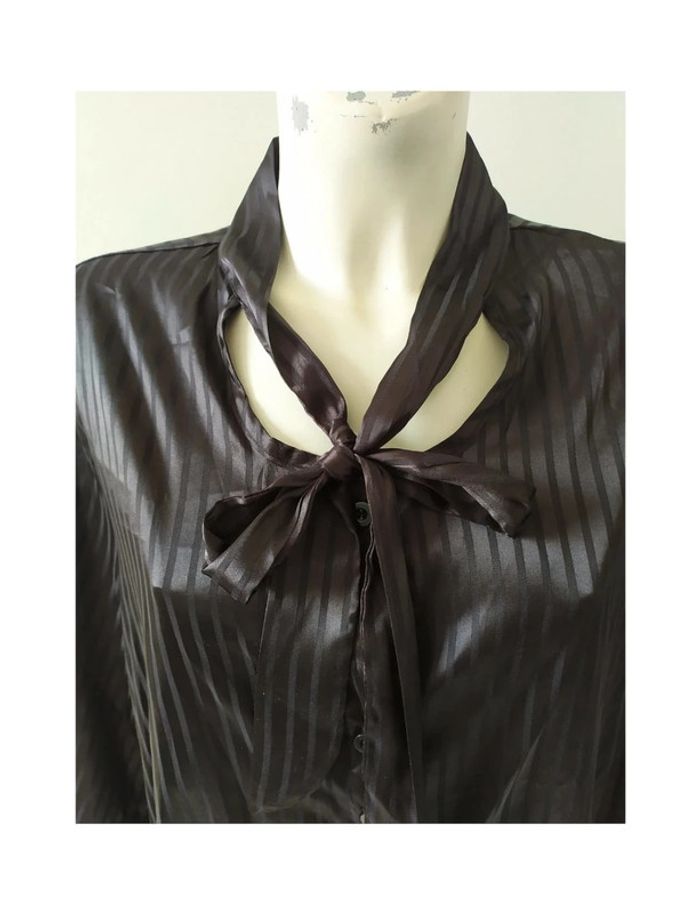Chemise chic en satin à rayures verticales style gothique victorien classy - photo numéro 3