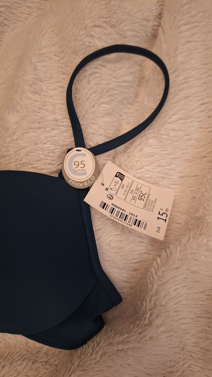 Haut de maillot de bain bleu canard effet push-up - photo numéro 2