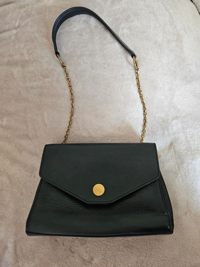 Sac à main noir bandoulière chaîne dorée Nat et Nin