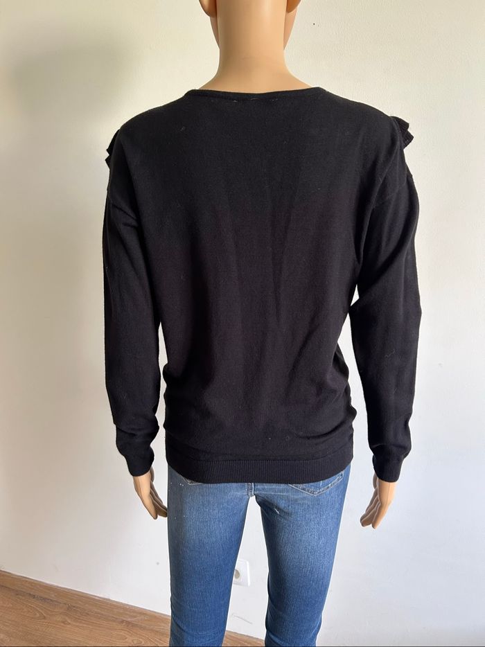 Pull noir avec dentelle à manches longues Morgan taille M TBE - photo numéro 5
