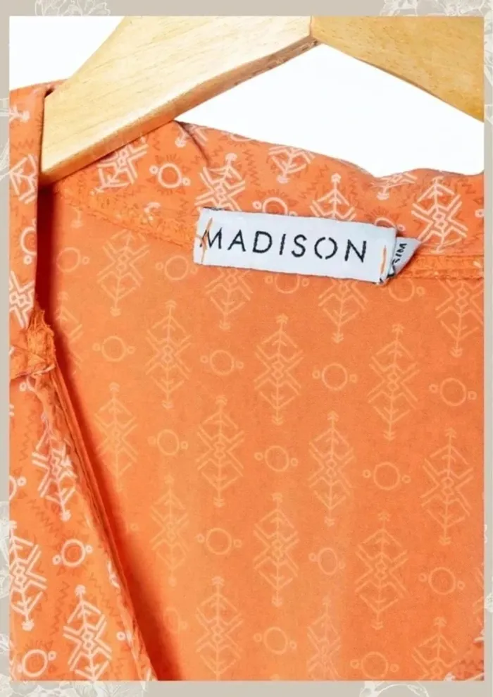 Robe d’été orange abricot motif berbère Madison Taille S/M - photo numéro 10