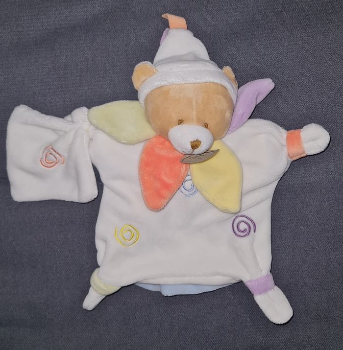Doudou et compagnie marionnette Mario ours nuage de couleur