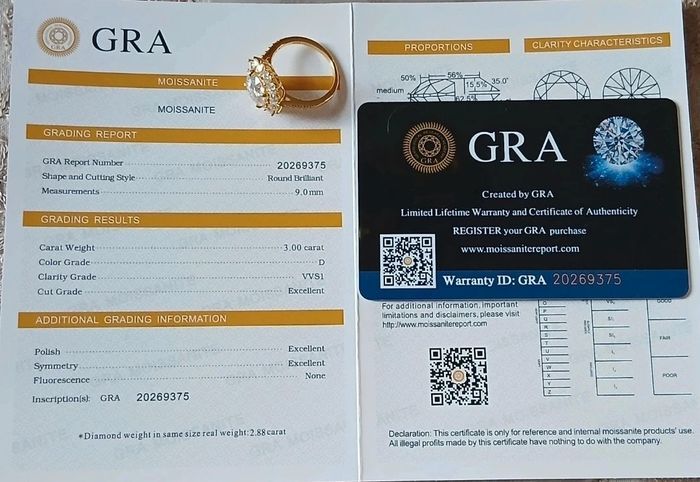 Bague argent plaqué or jaune Moissanite - photo numéro 5