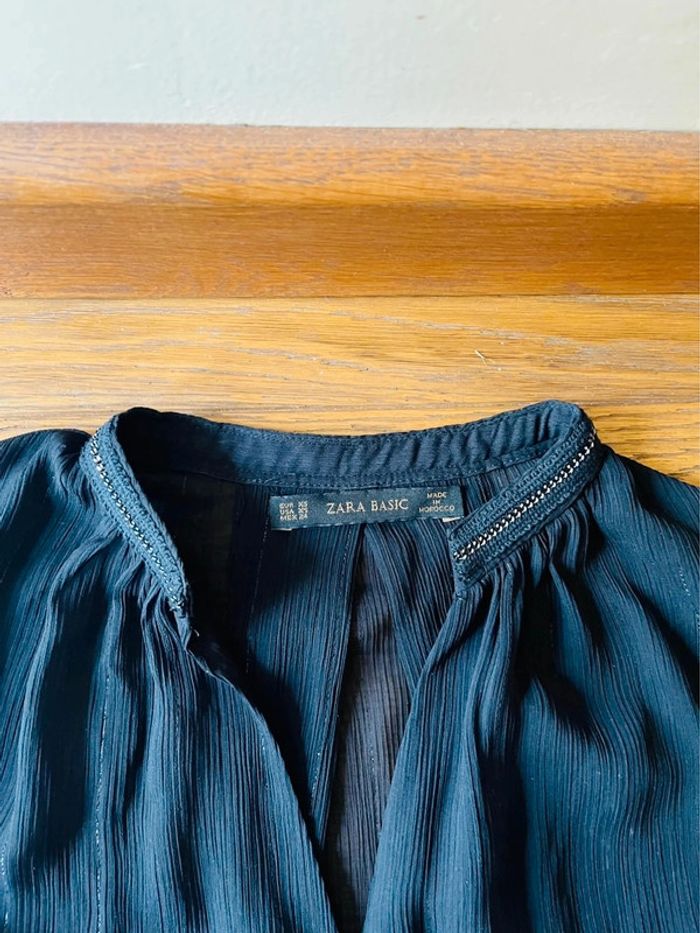 Sublime blouse chemise Zara noir XS fluide neuve à boutonnage décolleté en V - photo numéro 4