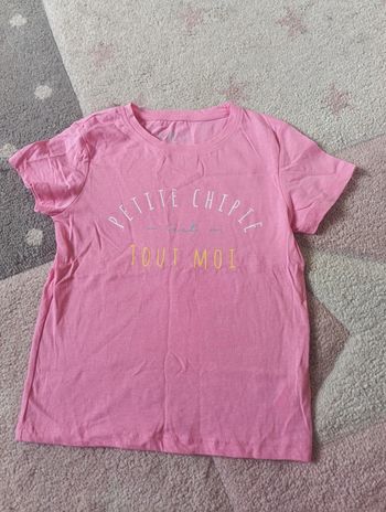 Tee shirt chemise manches courtes Fille 4 ans petite chipie c'est tout moi U essentiel