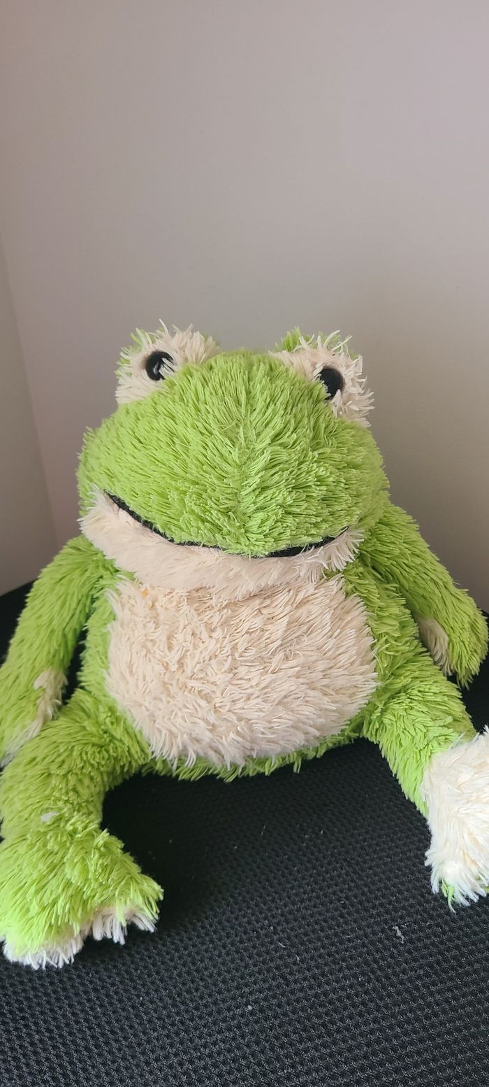 Warmies Peluche Grenouille Sac Micro-ondable Parfumé à la Lavande Française, Peluche Poudrée Convien