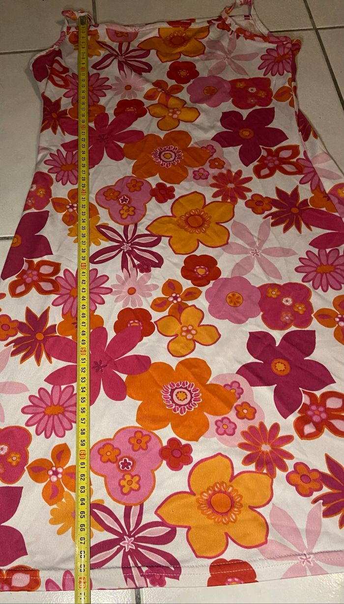 Robe blanche »Pimkie »à fleurs roses et oranges - photo numéro 4