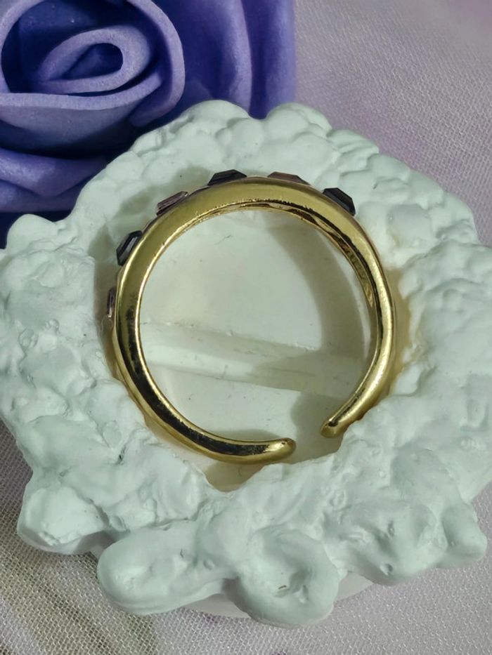 Bague avec ses pierres topaz carrées, acier inoxydable - photo numéro 4