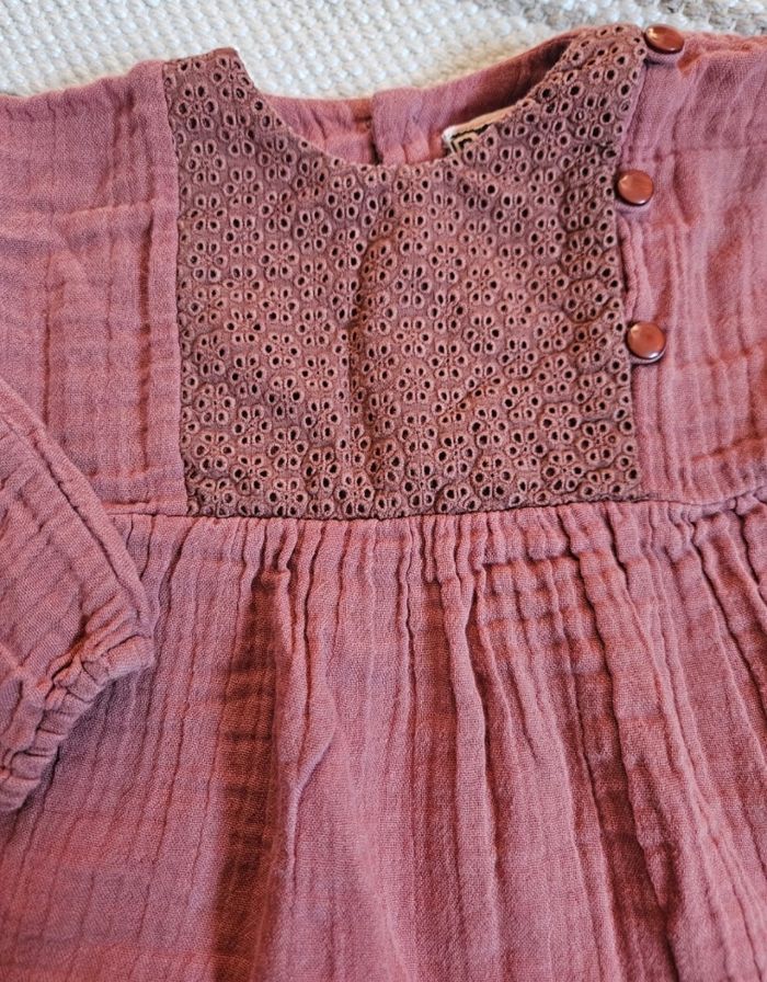 Ensemble fille terracota gaze de coton 6 mois bonton - photo numéro 2