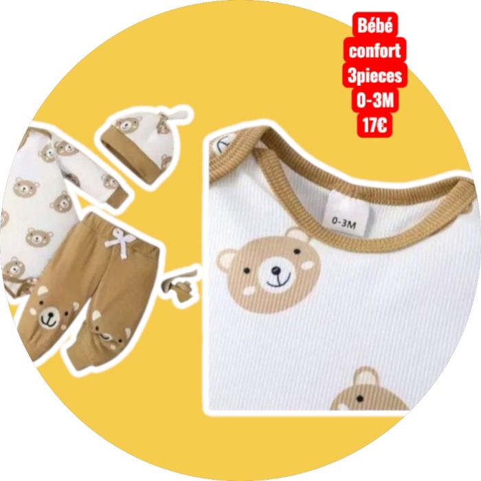 Tenue bébé 3 pièces 0-3M  17€