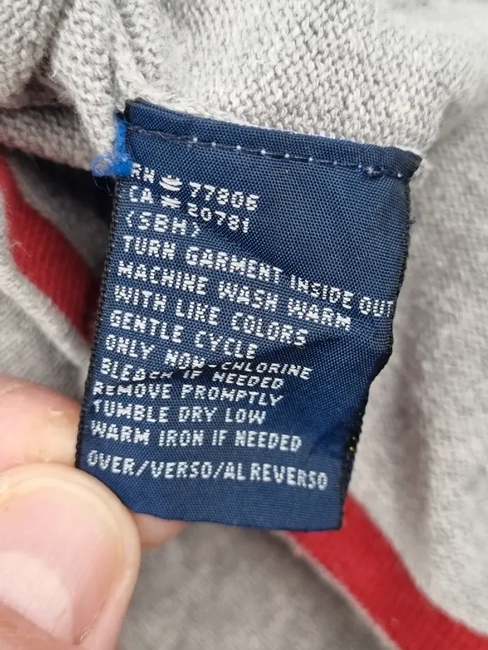 Sweat fin col V Tommy Hilfiger gris clair – Taille L Femme (mesures en photos) - photo numéro 8