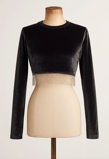 Top en velours avec franges brillantes taille 38/ 40