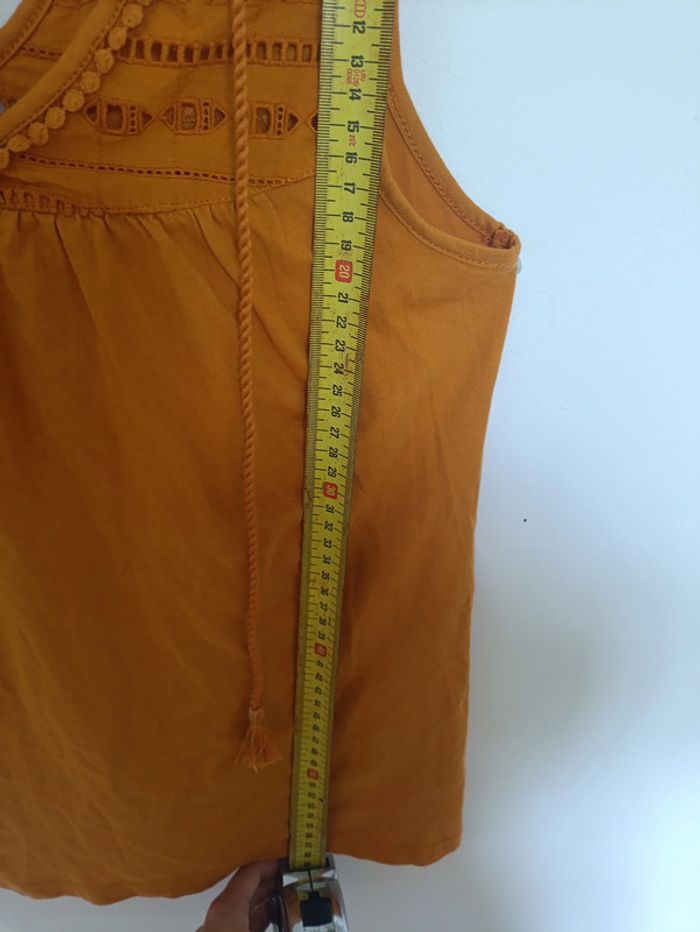 Débardeur orange brodé à pompons – Promod – Taille XS - photo numéro 7