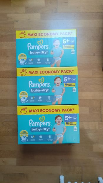 3 maxis economy packs Pampers baby dry taille 5+