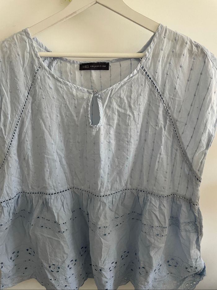 🌸blouse manches courtes bleu clair taille 46 M&S collection 🌸 - photo numéro 2