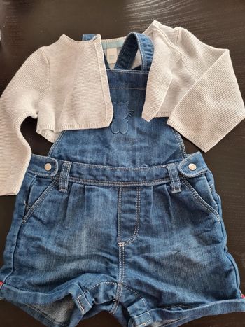 Ensemble salopette courte et gilet Obaibi Okaidi 6 mois