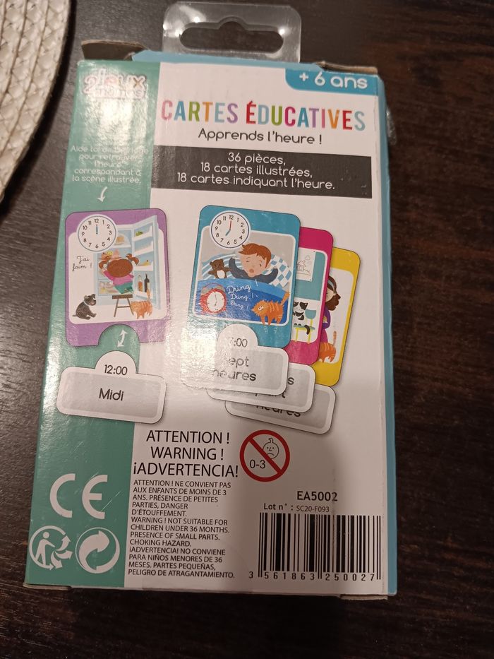 Cartes éducatives apprends l'heure 
Marque : jeux 2 mômes - photo numéro 2