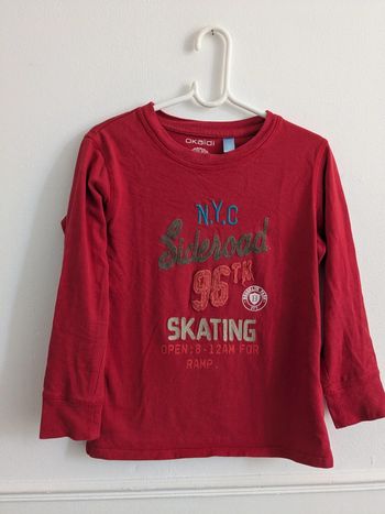 T-shirt manches longues rouge Okaïdi 8 ans