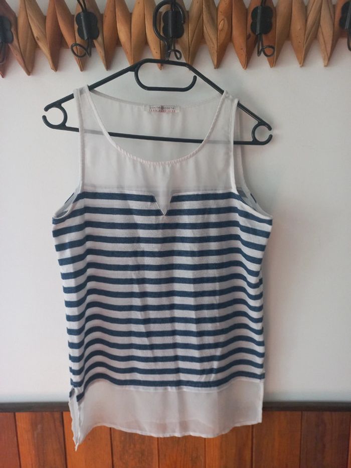 Débardeur rayé bi-matière