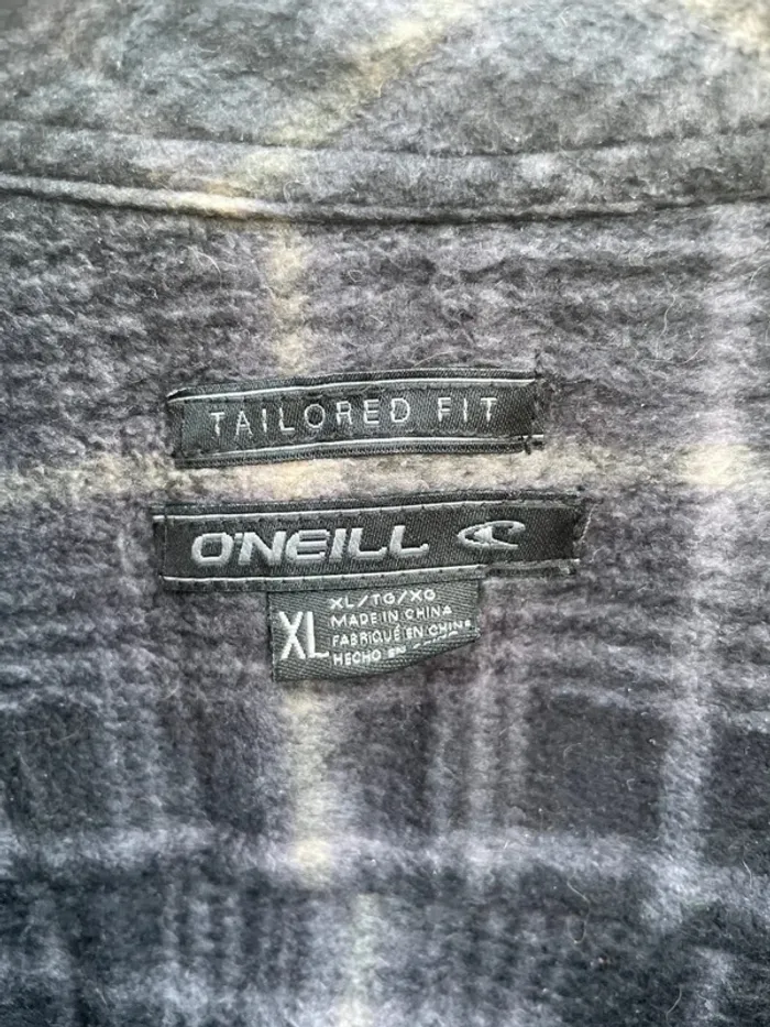 O'Neill Lumberjack Flannel Plaid Polaire shirt chemise grey Mens XL - photo numéro 2
