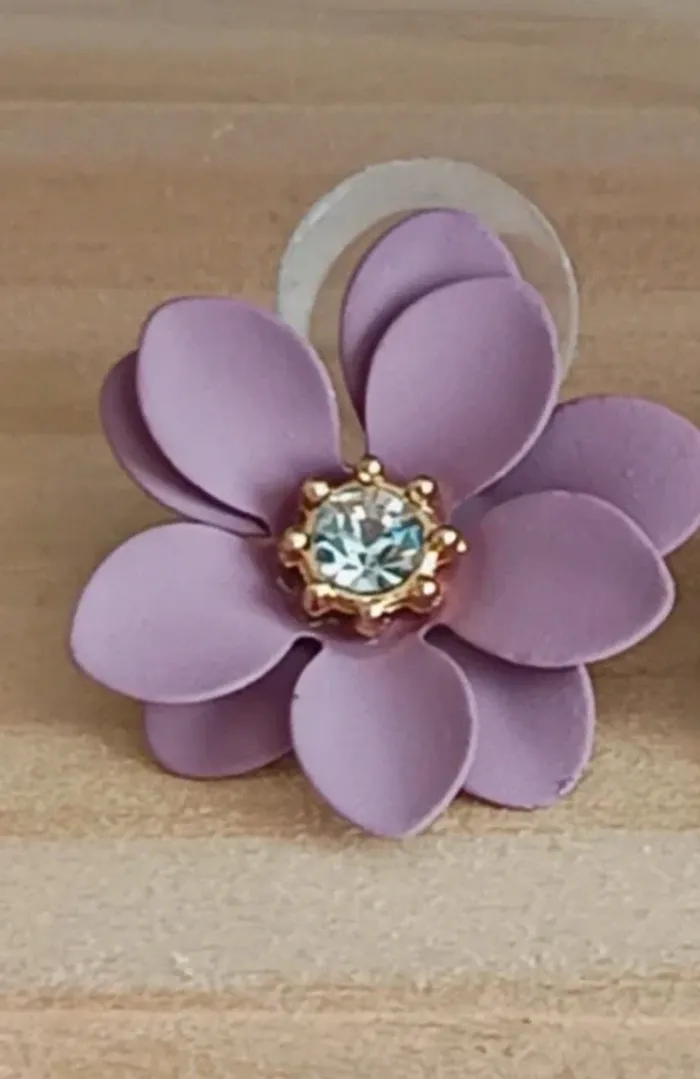 Boucles d'oreilles fleurs parme - photo numéro 2