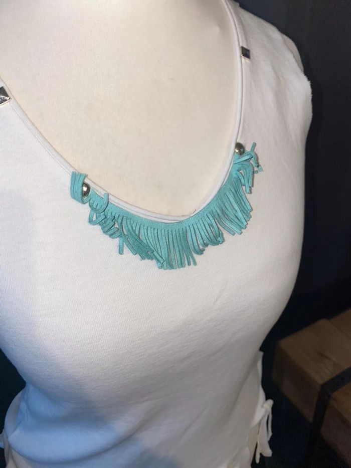 Jolie tee-shirts camaïeu taille 36 blanc et bleu - photo numéro 2