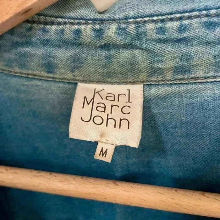 Chemise en jean femme Karl Marc John M bleu ciel délavé poches pression, surchemise casual vintage - photo numéro 10