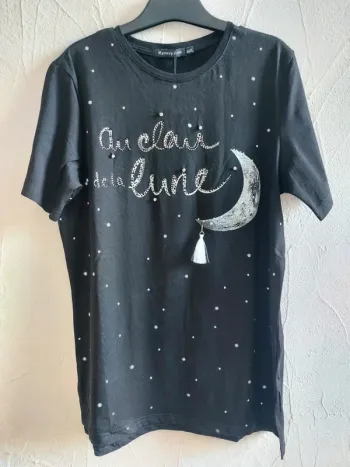 T-shirt noir 'Au clair de la lune' Taille M/L