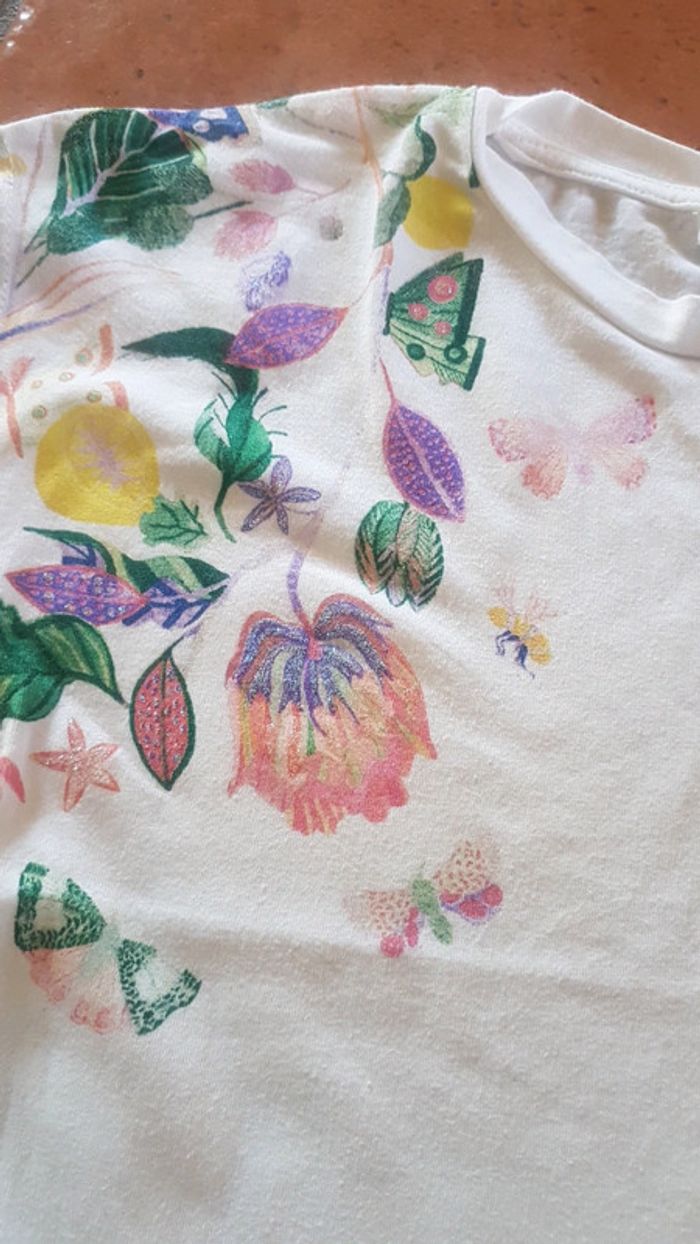 Tee-shirt fleurs fleuri michelle morin pour h&m 4/6 ans - photo numéro 3
