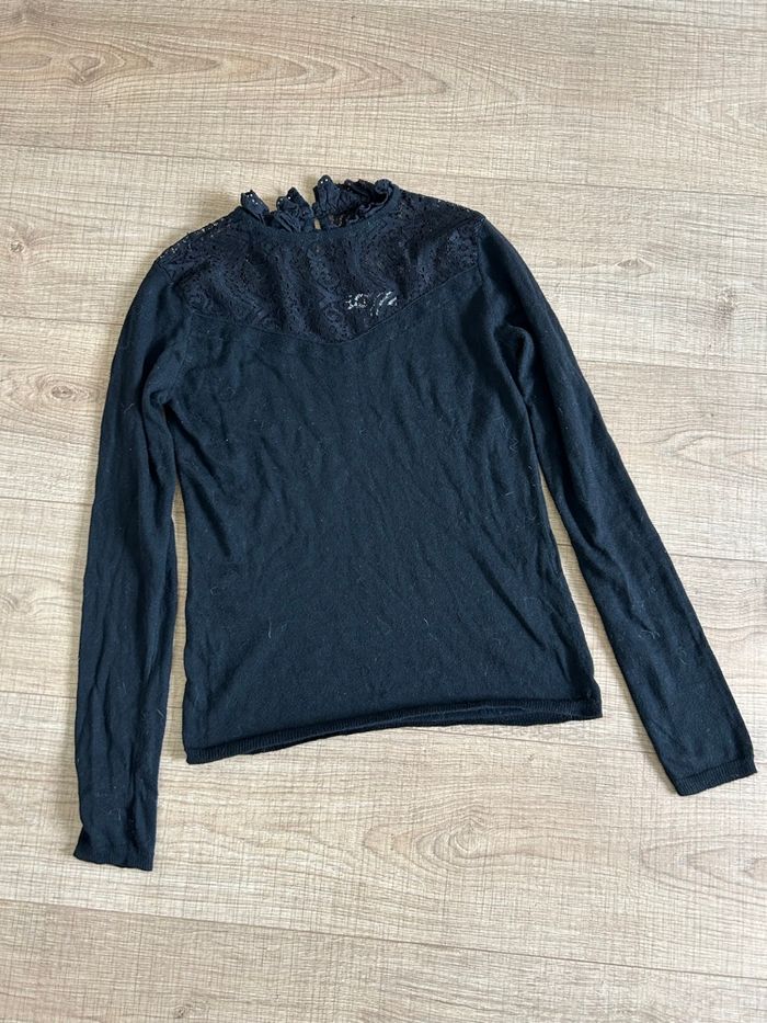 Pull noir avec dentelle Morgan taille XS bon état - photo numéro 7