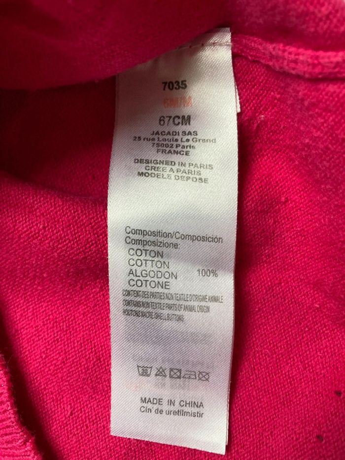 Cardigan/gilet fushia Jacadi 6 mois, coton - photo numéro 5