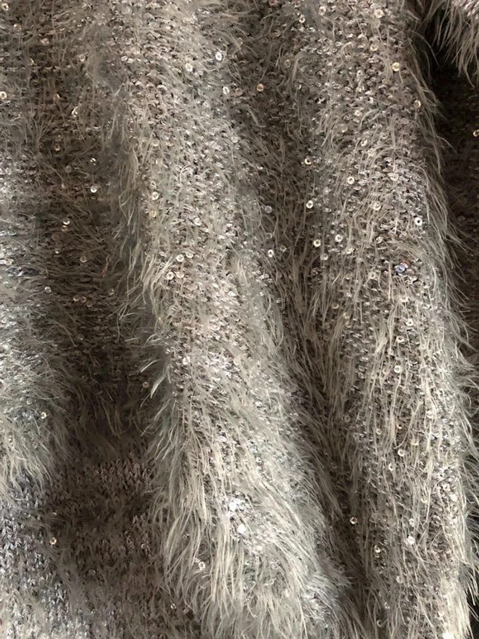 Pull gris à poils et sequins neuf taille unique - photo numéro 4